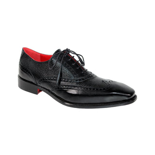 Emilio Franco Antonio Men's Shoes Black Calf/Deer Sking Derby Oxfords (EF1146)-AmbrogioShoes