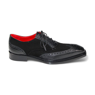 Emilio Franco Antonio Men's Shoes Black Calf/Suede Leather Derby Oxfords (EF1207)-AmbrogioShoes