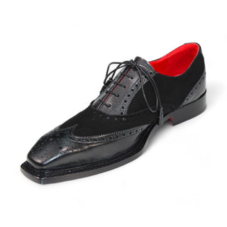 Emilio Franco Antonio Men's Shoes Black Calf/Suede Leather Derby Oxfords (EF1207)-AmbrogioShoes