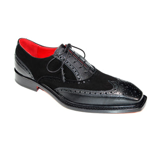 Emilio Franco Antonio Men's Shoes Black Calf/Suede Leather Derby Oxfords (EF1207)-AmbrogioShoes