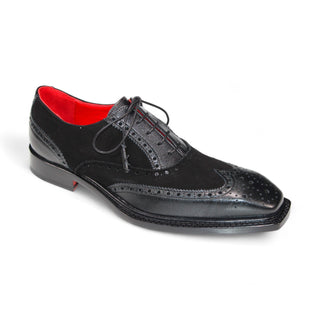 Emilio Franco Antonio Men's Shoes Black Calf/Suede Leather Derby Oxfords (EF1207)-AmbrogioShoes