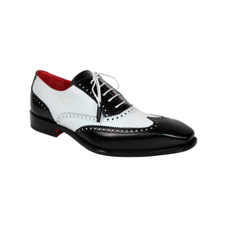 Emilio Franco Antonio Men's Shoes Black/White Calf/Deer Sking Derby Oxfords (EF1147)-AmbrogioShoes