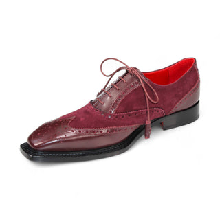 Emilio Franco Antonio Men's Shoes Burgundy Calf/Suede Leather Derby Oxfords (EF1208)-AmbrogioShoes