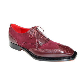 Emilio Franco Antonio Men's Shoes Burgundy Calf/Suede Leather Derby Oxfords (EF1208)-AmbrogioShoes