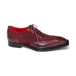 Emilio Franco Antonio Men's Shoes Burgundy Calf/Suede Leather Derby Oxfords (EF1208)-AmbrogioShoes