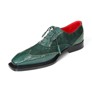 Emilio Franco Antonio Men's Shoes Green Calf/Suede Leather Derby Oxfords (EF1209)-AmbrogioShoes