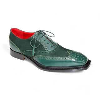 Emilio Franco Antonio Men's Shoes Green Calf/Suede Leather Derby Oxfords (EF1209)-AmbrogioShoes