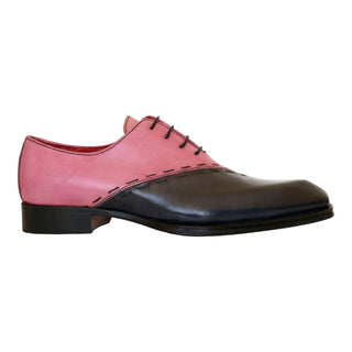 Emilio Franco Aristide Men's Shoes Gray/Pink Calf-Skin Leather Oxfords (EF1238)-AmbrogioShoes