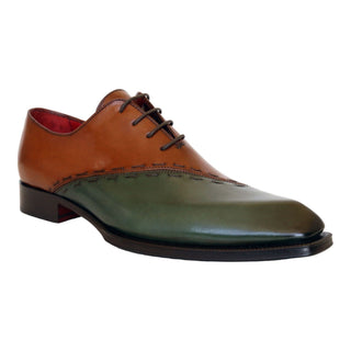 Emilio Franco Aristide Men's Shoes Green/Brown Calf-Skin Leather Oxfords (EF1237)-AmbrogioShoes