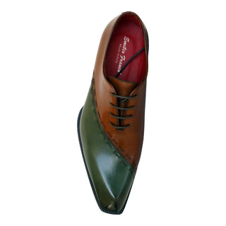 Emilio Franco Aristide Men's Shoes Green/Brown Calf-Skin Leather Oxfords (EF1237)-AmbrogioShoes