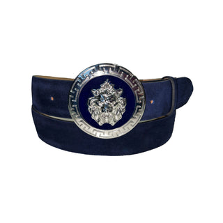 Emilio Franco BL40 Navy/Silver Suede Men's Belts (EFC1063)-AmbrogioShoes