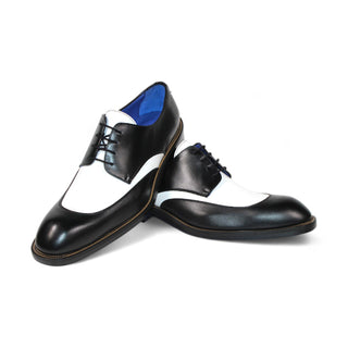 Emilio Franco Cosimo Men's Shoes Black/White Calf-Skin Leather Oxfords (EF1157)-AmbrogioShoes