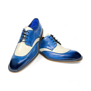 Emilio Franco Cosimo Men's Shoes Ocean Blue/Bone Calf-Skin Leather Oxfords (EF1158)-AmbrogioShoes