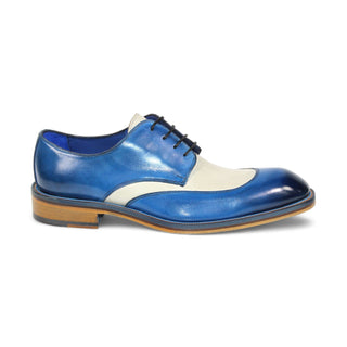 Emilio Franco Cosimo Men's Shoes Ocean Blue/Bone Calf-Skin Leather Oxfords (EF1158)-AmbrogioShoes