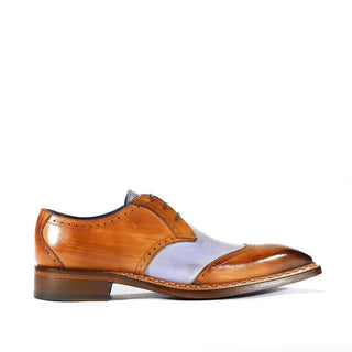 Emilio Franco Dante Men's Shoes Cognac & Light Blue Combination Calf-Skin Leather Oxfords (EFS3705)-AmbrogioShoes