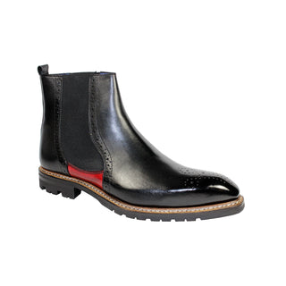 Emilio Franco Dario Men's Shoes Black/Red Calf-Skin Leather Boots (EF1022)-AmbrogioShoes