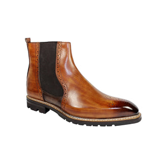 Emilio Franco Dario Men's Shoes Cognac/Brown Calf-Skin Leather Boots (EF1023)-AmbrogioShoes
