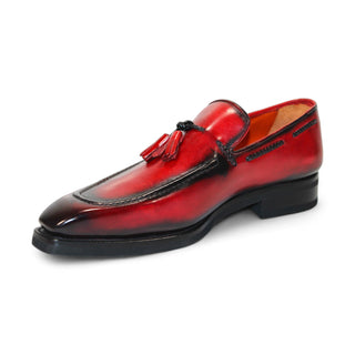 Emilio Franco Dino Men's Shoes Red/Black Calf-Skin Leather Loafers (EF1246)-AmbrogioShoes