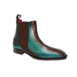 Emilio Franco EF311 Men's Shoes Green/Brown Calf Snake Print Boots (EFC1015)-AmbrogioShoes