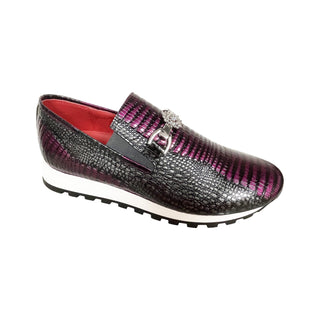 Emilio Franco EF331 Men's Shoes Grey/Fuscia Calf Snake Print Sneakers (EFC1029)-AmbrogioShoes