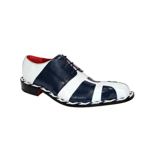 Emilio Franco EF335 Men's Shoes Navy/White Calf-Skin Leather Oxfords (EFC1033)-AmbrogioShoes