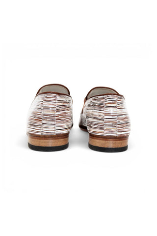 Emilio Franco EF439 Linen & Leather Horse-Bit Loafer
