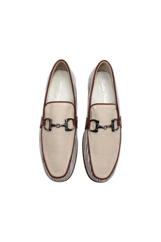 Emilio Franco EF439 Linen & Leather Horse-Bit Loafer