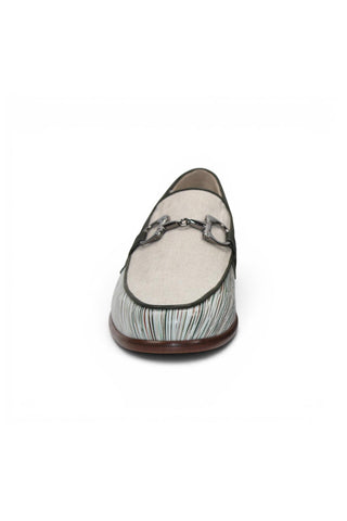 Emilio Franco EF439 Linen & Leather Horse-Bit Loafer