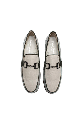Emilio Franco EF439 Linen & Leather Horse-Bit Loafer