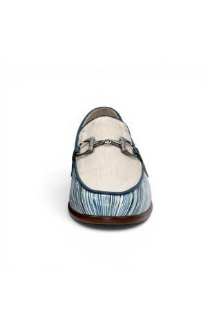 Emilio Franco EF439 Linen & Leather Horse-Bit Loafer
