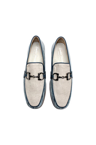 Emilio Franco EF439 Linen & Leather Horse-Bit Loafer