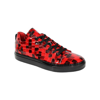 Emilio Franco EF99 Men's Shoes Red Combination Sneakers (EFC1027)-AmbrogioShoes