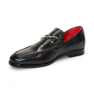 Emilio Franco Edgardo Men's Shoes Black Deer-Skin Leather Loafers (EF1247)-AmbrogioShoes