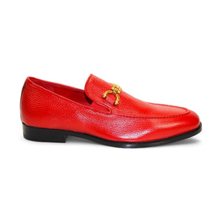 Emilio Franco Edgardo Men's Shoes Red Deer-Skin Leather Loafers (EF1248)-AmbrogioShoes