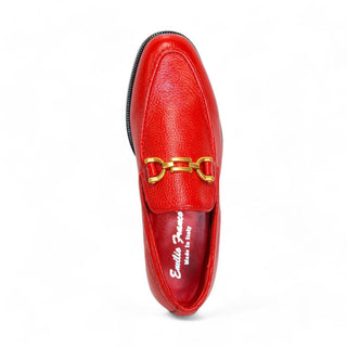 Emilio Franco Edgardo Men's Shoes Red Deer-Skin Leather Loafers (EF1248)-AmbrogioShoes