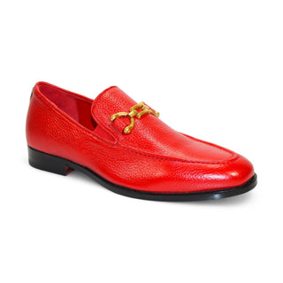 Emilio Franco Edgardo Men's Shoes Red Deer-Skin Leather Loafers (EF1248)-AmbrogioShoes