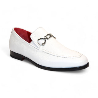 Emilio Franco Edgardo Men's Shoes White Deer-Skin Leather Loafers (EF1249)-AmbrogioShoes