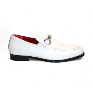 Emilio Franco Edgardo Men's Shoes White Deer-Skin Leather Loafers (EF1249)-AmbrogioShoes