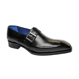 Emilio Franco Elio Men's Shoes Black Calf-Skin Leather Monkstraps Loafers (EF1025)-AmbrogioShoes