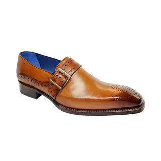 Emilio Franco Elio Men's Shoes Cognac Calf-Skin Leather Monkstraps Loafers (EF1026)-AmbrogioShoes