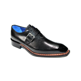 Emilio Franco Filippo Men's Shoes Black Calf-Skin Leather Monkstraps (EF1194)-AmbrogioShoes
