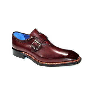Emilio Franco Filippo Men's Shoes Burgundy Calf-Skin Leather Monkstraps (EF1195)-AmbrogioShoes