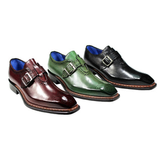 Emilio Franco Filippo Men's Shoes Green Calf-Skin Leather Monkstraps (EF1196)-AmbrogioShoes
