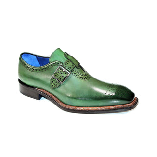 Emilio Franco Filippo Men's Shoes Green Calf-Skin Leather Monkstraps (EF1196)-AmbrogioShoes