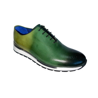 Emilio Franco Flavio Men's Shoes Green Combination Calf-Skin Leather Sneakers (EF1029)-AmbrogioShoes