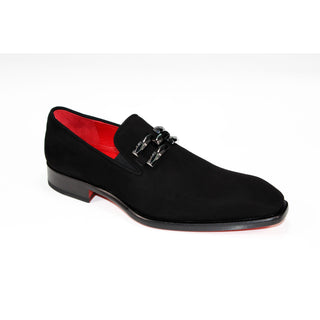 Emilio Franco Francesco Men's Shoes Black Suede Leather Loafers (EF1032)-AmbrogioShoes