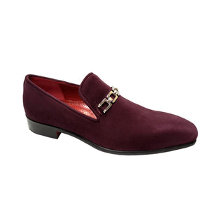 Emilio Franco Francesco Men's Shoes Burgundy Suede Leather Loafers (EF1033)-AmbrogioShoes