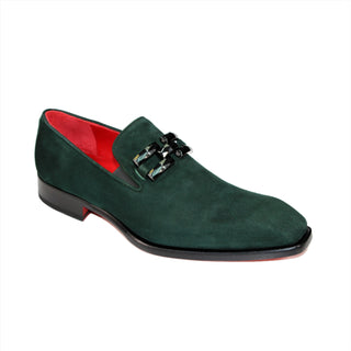 Emilio Franco Francesco Men's Shoes Green Suede Leather Loafers (EF1213)-AmbrogioShoes