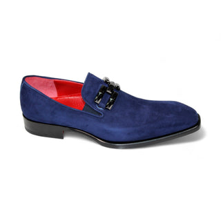 Emilio Franco Francesco Men's Shoes Navy Suede Leather Loafers (EF1034)-AmbrogioShoes