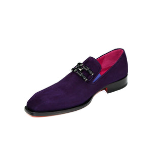 Emilio Franco Francesco Men's Shoes Purple Suede Leather Loafers (EF1214)-AmbrogioShoes